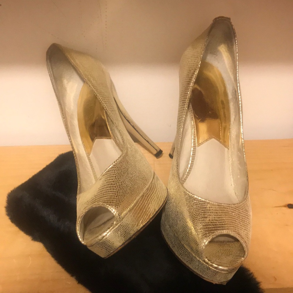 Gold high heels